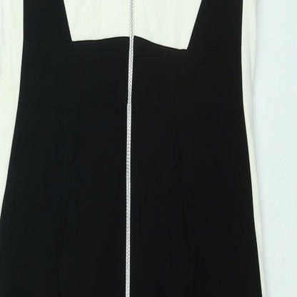 Coast Womens Black Colourblock Acetate Pencil Dress Size 10 Round Neck Zip