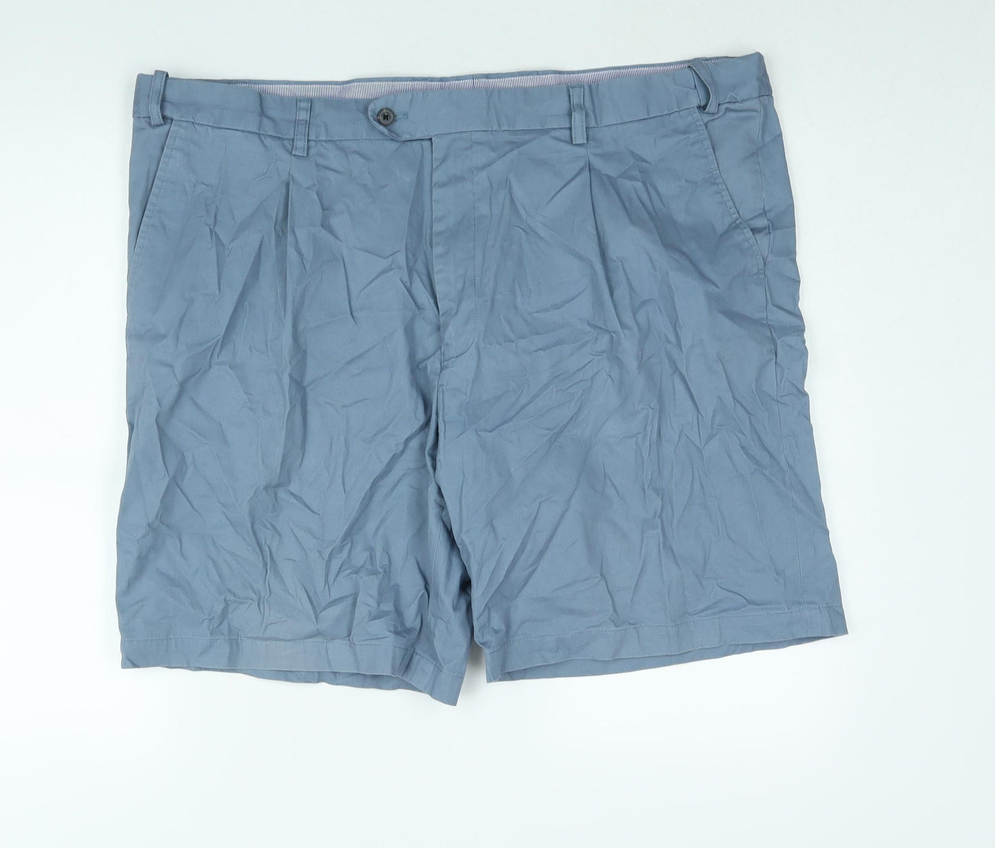 Skopes Mens Blue Cotton Chino Shorts Size 46 in L9 in Regular Zip