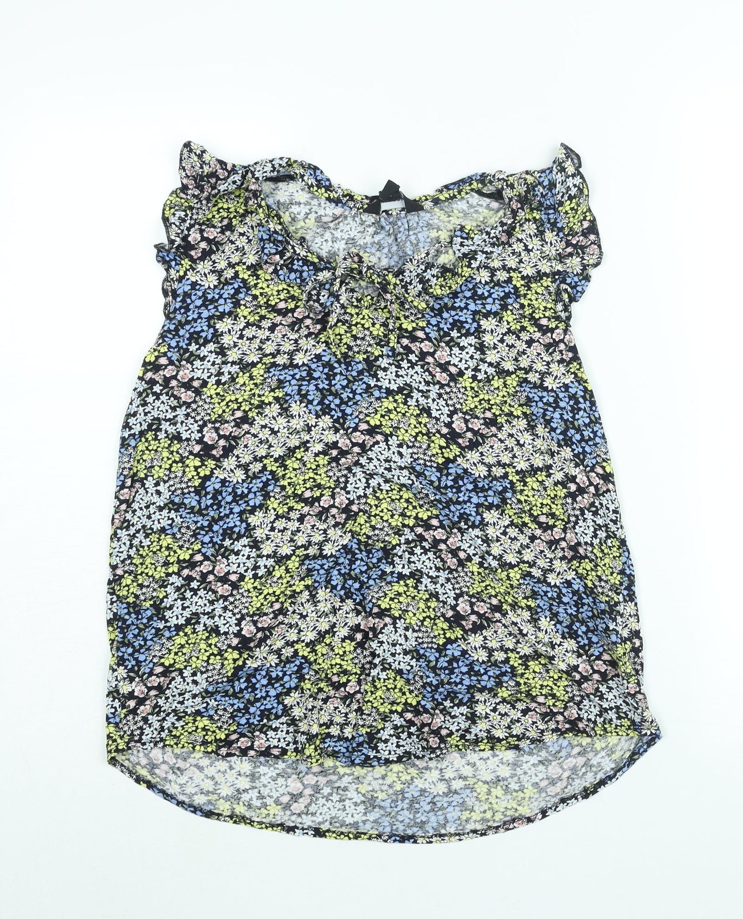 New Look Womens Multicoloured Floral Viscose Basic Blouse Size 10 Round Neck - Keyhole Neck