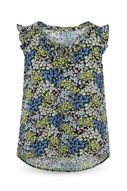 New Look Womens Multicoloured Floral Viscose Basic Blouse Size 10 Round Neck - Keyhole Neck
