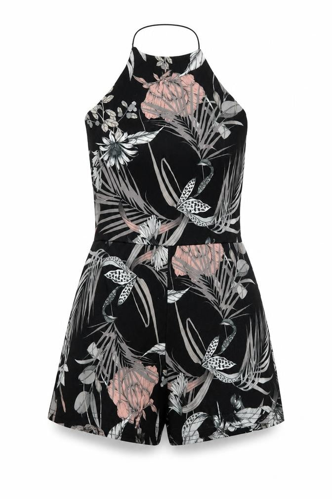 Womens UK Size 12 Boohoo One-Piece Black Playsuit