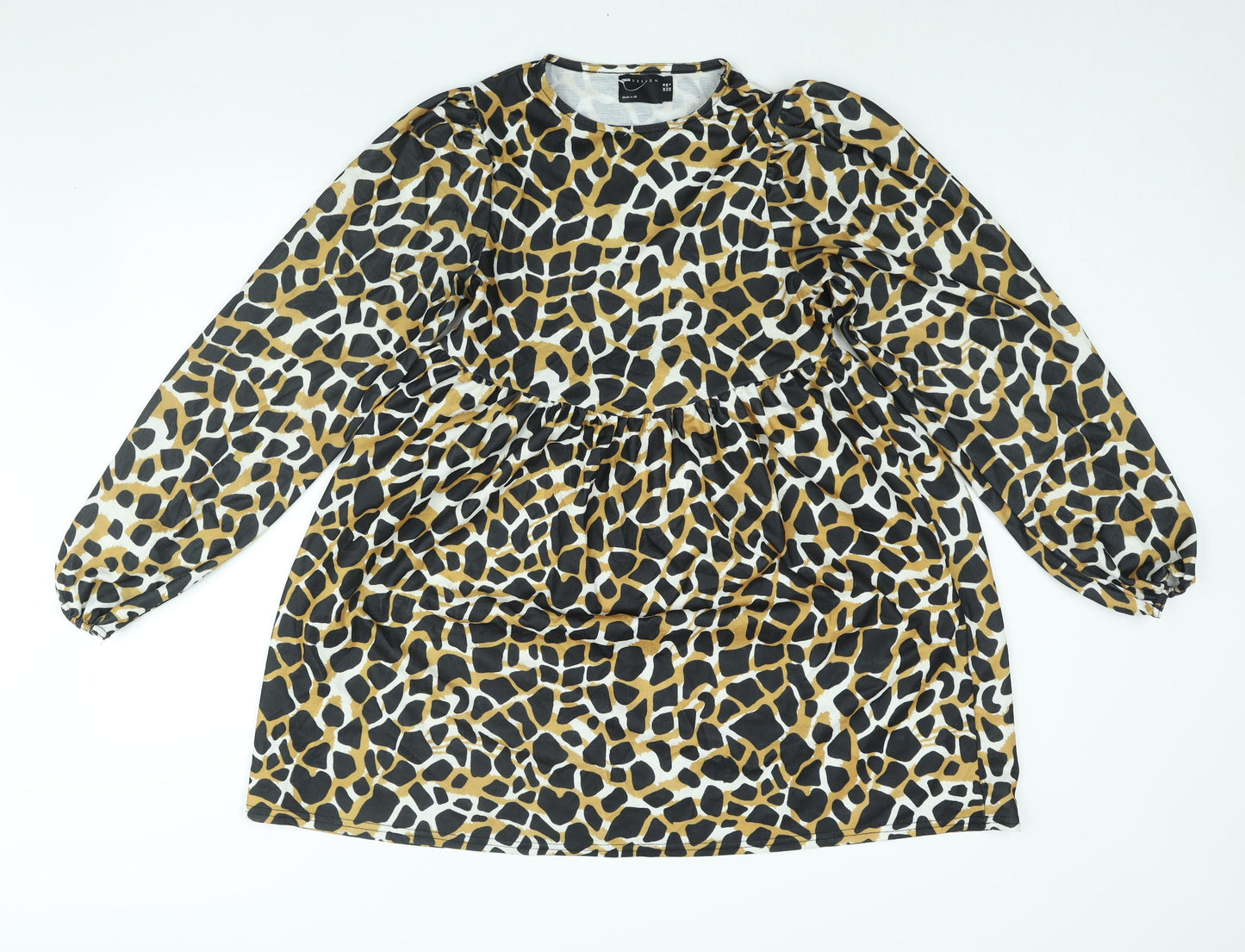 ASOS Womens Multicoloured Animal Print Polyester A-Line Size 10 Round Neck Pullover - Giraffe Print