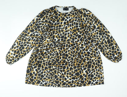 ASOS Womens Multicoloured Animal Print Polyester A-Line Size 10 Round Neck Pullover - Giraffe Print