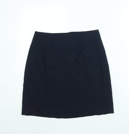 Marks and Spencer Womens Blue Polyester A-Line Skirt Size 10 Zip