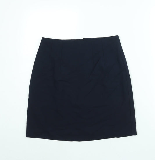 Marks and Spencer Womens Blue Polyester A-Line Skirt Size 10 Zip