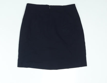 Marks and Spencer Womens Blue Polyester A-Line Skirt Size 10 Zip