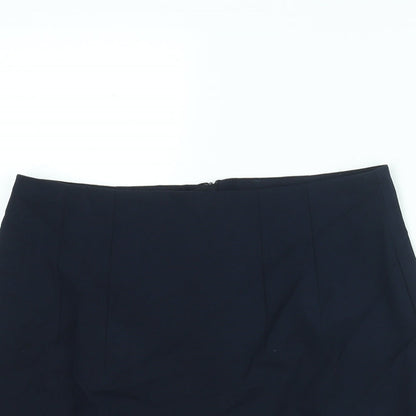 Marks and Spencer Womens Blue Polyester A-Line Skirt Size 10 Zip