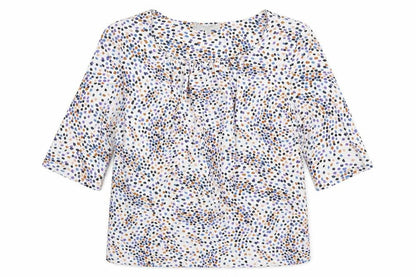 Hoibbs Womens Multicoloured Geometric Viscose Basic Blouse Size S Round Neck