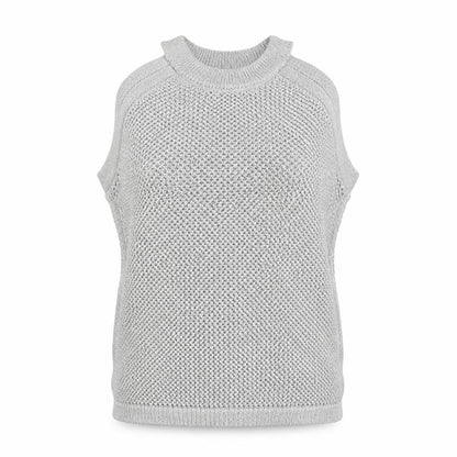 Marks & Spencer Womens Silver Mock Neck Cotton Vest Jumper Size L