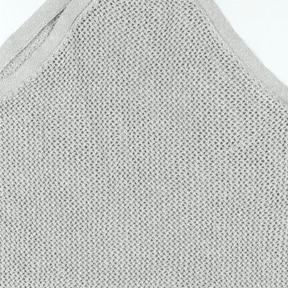 Marks and Spencer Womens Silver Mock Neck Cotton Vest Jumper Size L