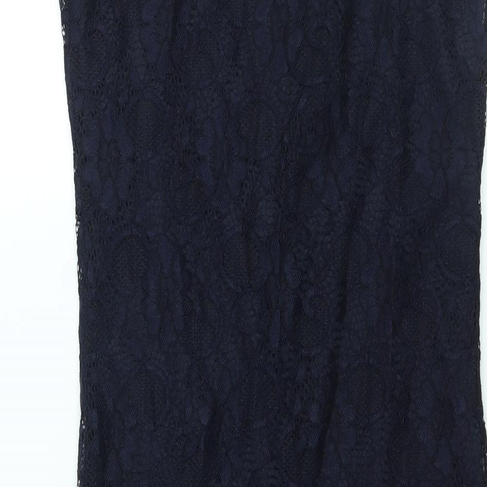 New Look Womens Blue Polyamide Bodycon Size 10 Scoop Neck Pullover