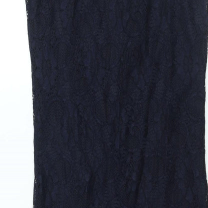 New Look Womens Blue Polyamide Bodycon Size 10 Scoop Neck Pullover