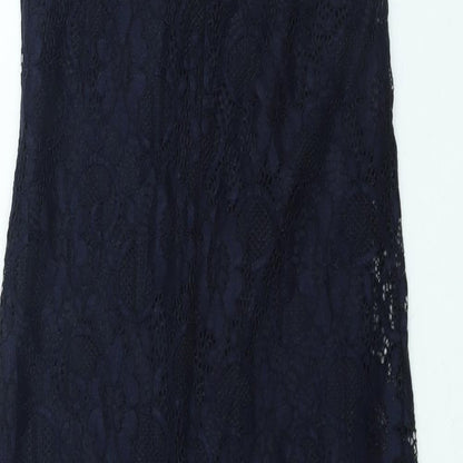 New Look Womens Blue Polyamide Bodycon Size 10 Scoop Neck Pullover