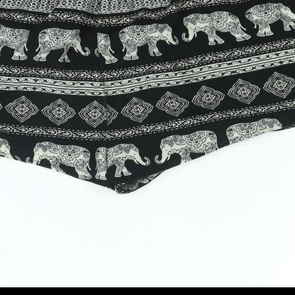 FOREVER 21 Womens Black Geometric Polyester Basic Shorts Size S Regular Pull On - Elephant Print
