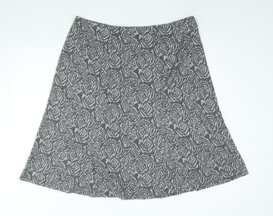 Bonmarché Womens Grey Floral Polyester A-Line Skirt Size 20