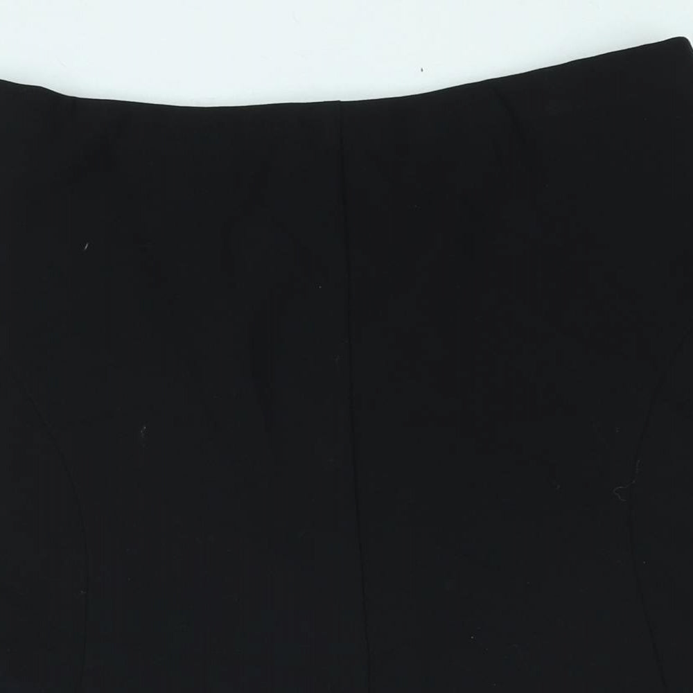 Marks and Spencer Womens Black Polyester A-Line Skirt Size 10 - Embroidered