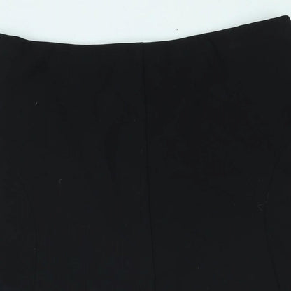 Marks and Spencer Womens Black Polyester A-Line Skirt Size 10 - Embroidered