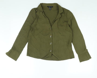 Womens UK Size 6 New Look Green Basic Button-Up
