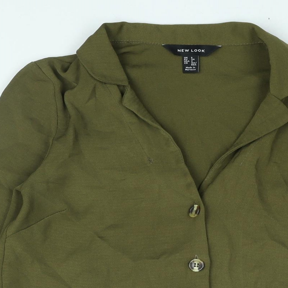 Womens UK Size 6 New Look Green Basic Button-Up