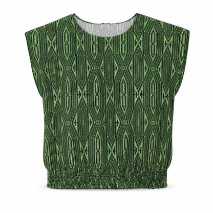 Annabelle Womens Green Geometric Polyester Basic Blouse Size 18 Round Neck