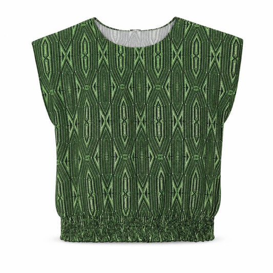 Annabelle Womens Green Geometric Polyester Basic Blouse Size 18 Round Neck