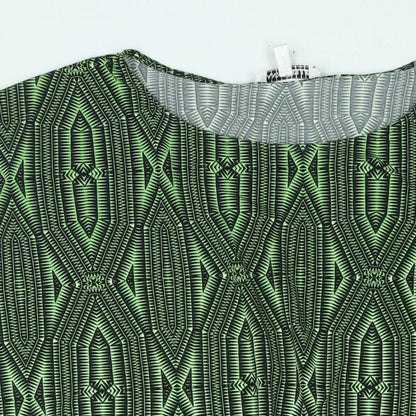 Annabelle Womens Green Geometric Polyester Basic Blouse Size 18 Round Neck