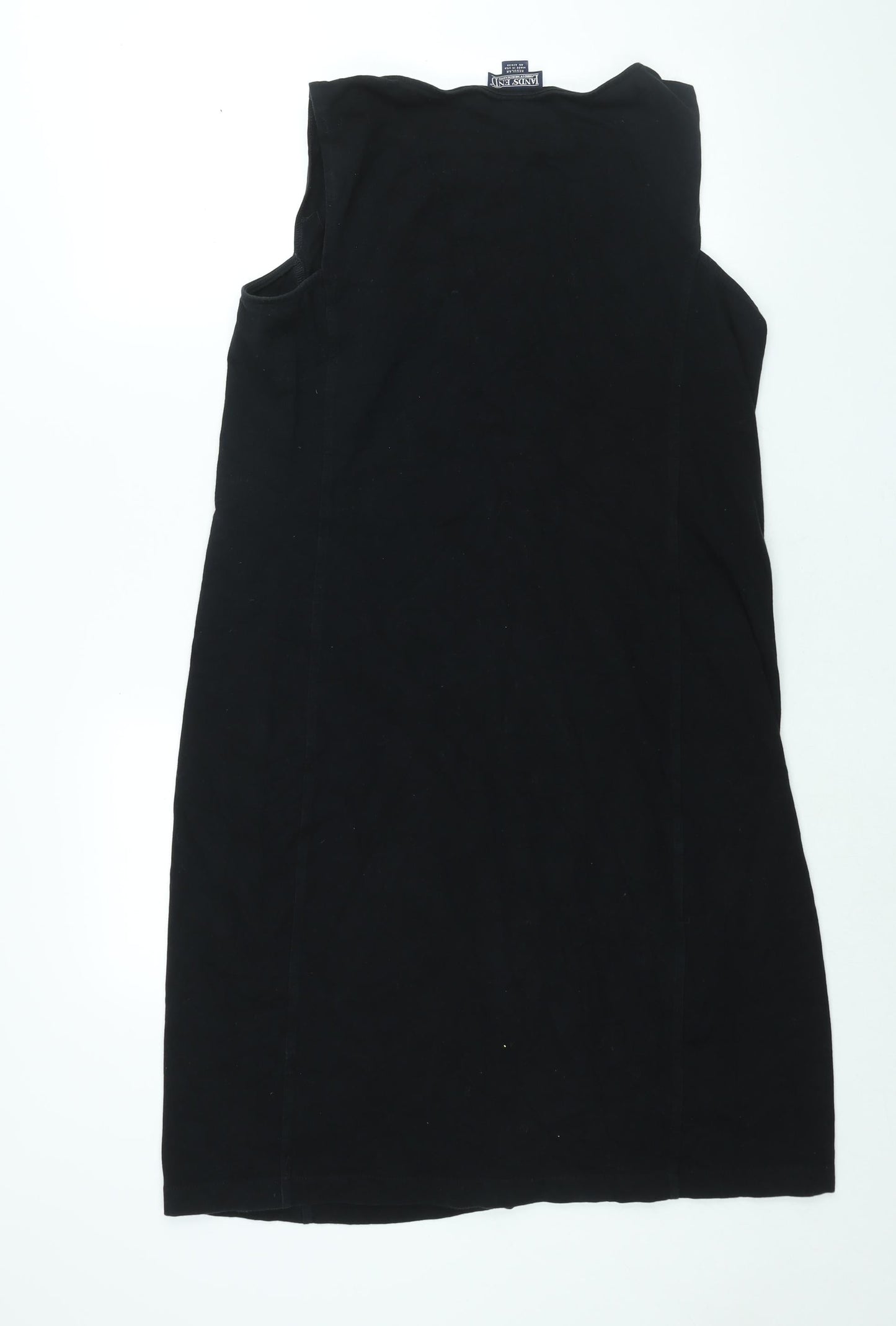 Lands' End Womens Black Cotton Shift Size M Round Neck Pullover