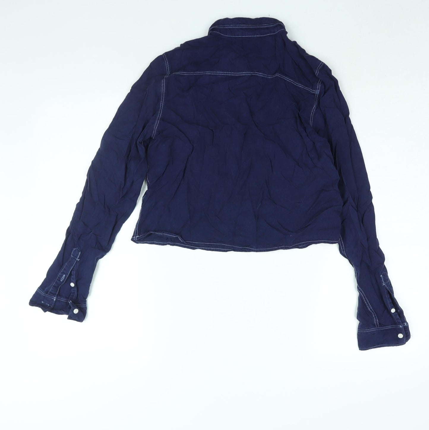 Divided by H&M Womens Blue Cotton Basic Blouse Size 12 Collared