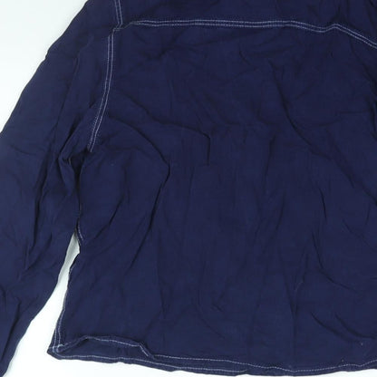 Divided by H&M Womens Blue Cotton Basic Blouse Size 12 Collared