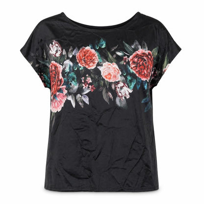 Marks & Spencer Womens Black Polyester Basic Blouse Size 12 Round Neck - Floral Print