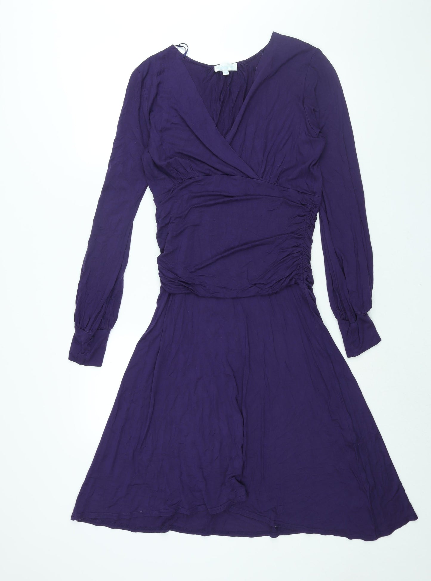 Bravissimo Womens Purple Viscose Shift Size 14 V-Neck Pullover - Rouched