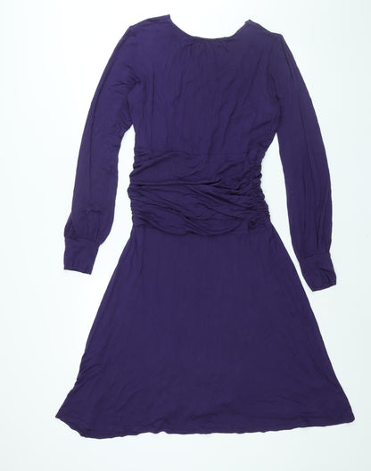 Bravissimo Womens Purple Viscose Shift Size 14 V-Neck Pullover - Rouched