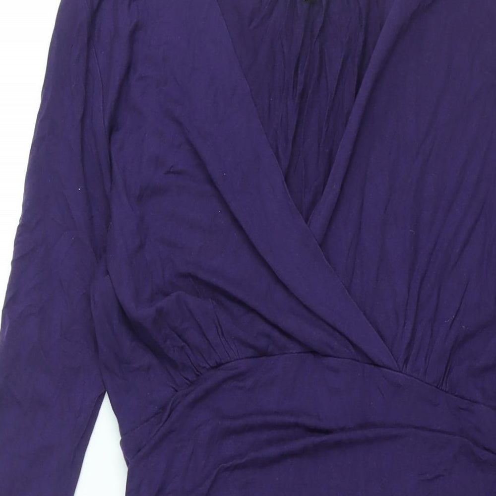 Bravissimo Womens Purple Viscose Shift Size 14 V-Neck Pullover - Rouched