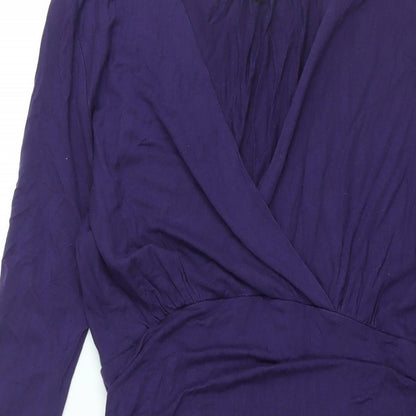 Bravissimo Womens Purple Viscose Shift Size 14 V-Neck Pullover - Rouched