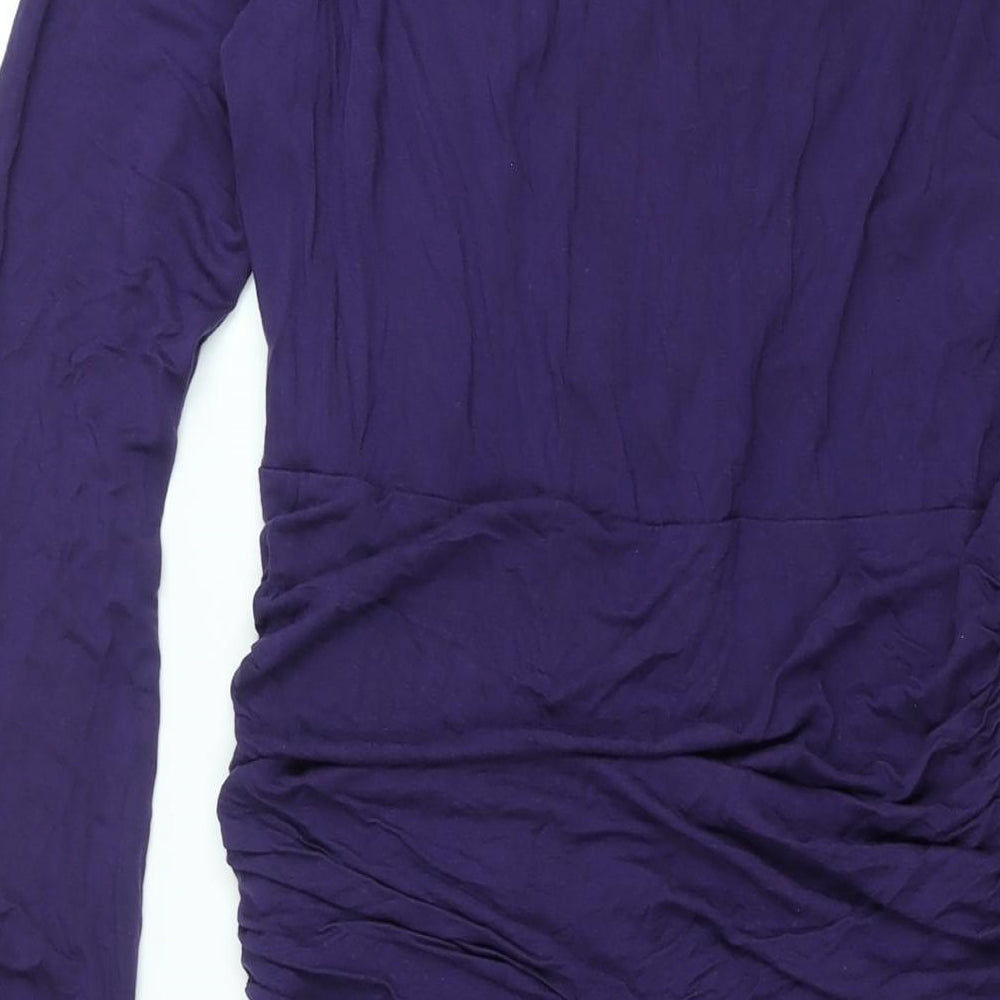 Bravissimo Womens Purple Viscose Shift Size 14 V-Neck Pullover - Rouched