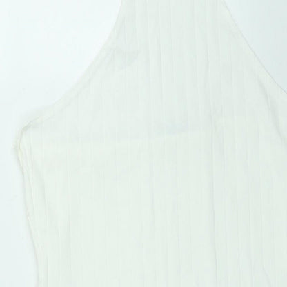 Boohoo Womens White Polyester Bodycon Size 14 Halter Button