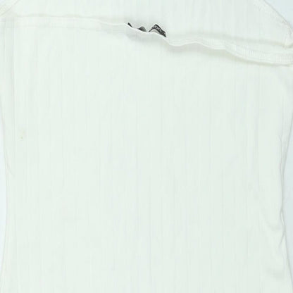 Boohoo Womens White Polyester Bodycon Size 14 Halter Button