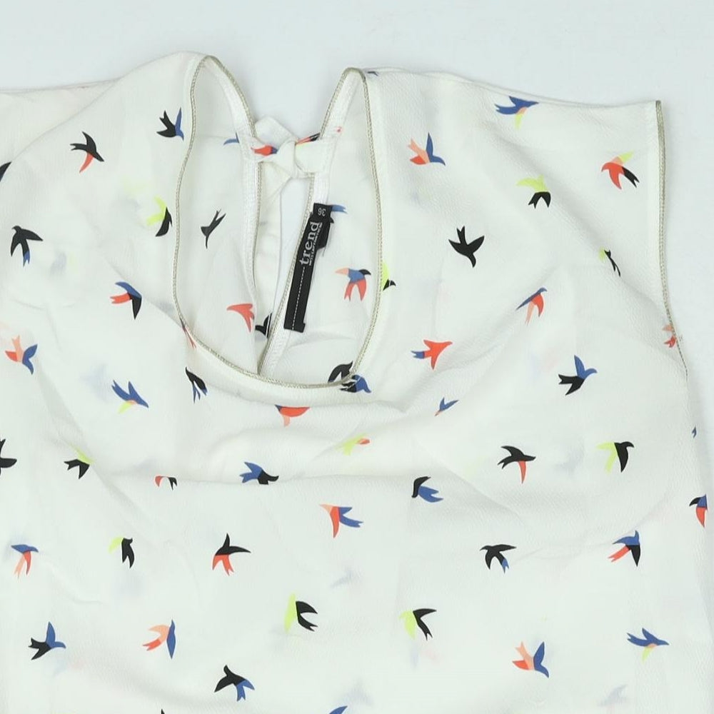 Womens UK Size 8 Trend White Basic Blouse