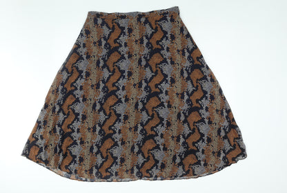 Warehouse Womens Multicoloured Geometric Polyester Pleated Skirt Size 18 Zip