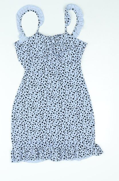 Pink Vanilla Womens Black Geometric Polyester Mini Size 10 Sweetheart Tie - Frill Cut Out