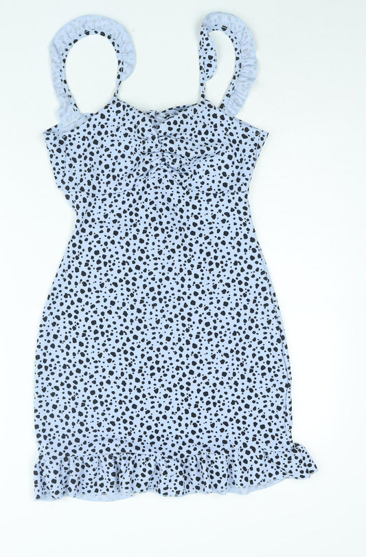 Pink Vanilla Womens Black Geometric Polyester Mini Size 10 Sweetheart Tie - Frill Cut Out