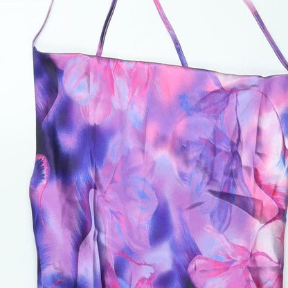 AsYou Womens Purple Tie Dye Polyester Slip Dress Size 10 Cowl Neck Pullover