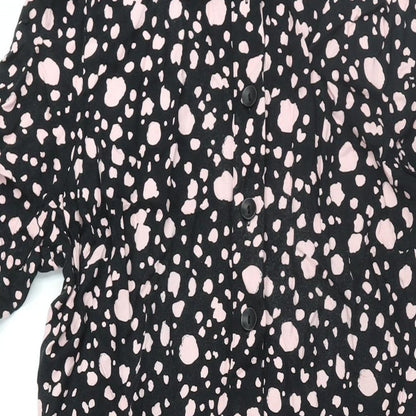 Marks and Spencer Womens Black Geometric Viscose Shift Size 14 Collared Button