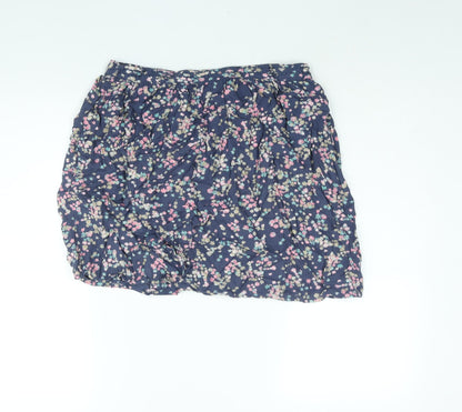 Indigo Womens Blue Floral Viscose A-Line Skirt Size 12