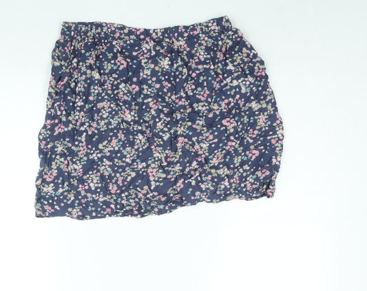 Indigo Womens Blue Floral Viscose A-Line Skirt Size 12