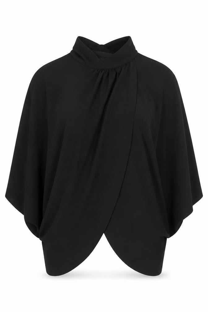 Womens UK Size 4 PRETTYLITTLETHING Black Cropped Blouse