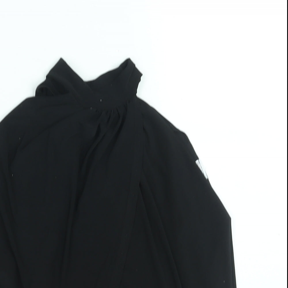 Womens UK Size 4 PRETTYLITTLETHING Black Cropped Blouse