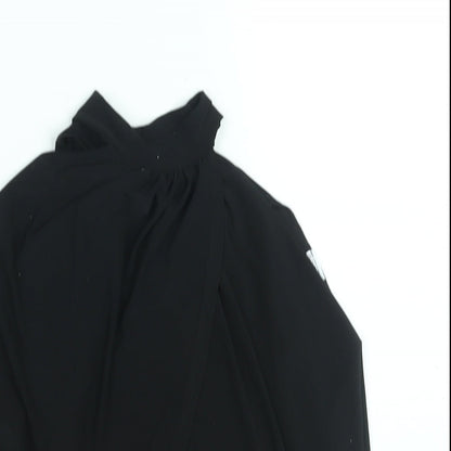 Womens UK Size 4 PRETTYLITTLETHING Black Cropped Blouse