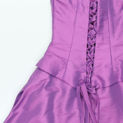 Sacha James Womens Pink Polyester Fit & Flare Size 10 Sweetheart Lace Up - Pleated