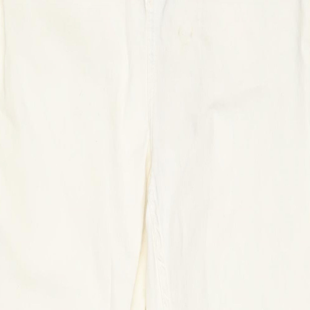 Bershka Womens Ivory Cotton Flared Jeans Size 16 L32 in Regular Zip